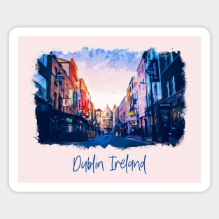 Watercolor Painting - Ireland Dublin, Streets Magnet